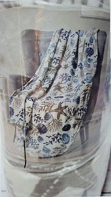 Coastal Ocean Beach Throw Blanket: Soft Plush Velvet Fleece Seashells 50" × 70"