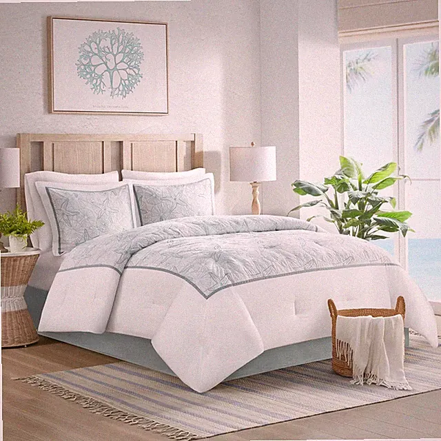 Cotton Comforter Set - Coastal Oceanic Sealife Design, All Season down Alternati