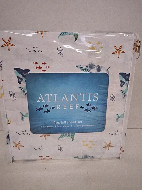 Ocean Themed 4 Pc Full Sheet Set New Atlantis Reef
