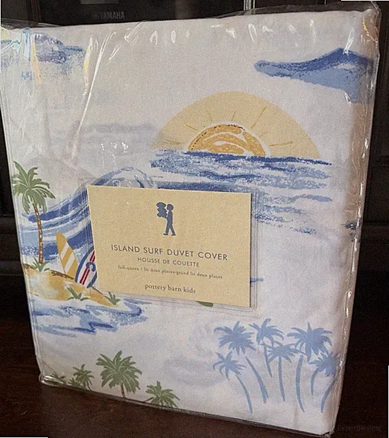 Pottery Bard Kids Island Surf Hawaiian Blue Ocean Full Queen Duvet Bed Cover New