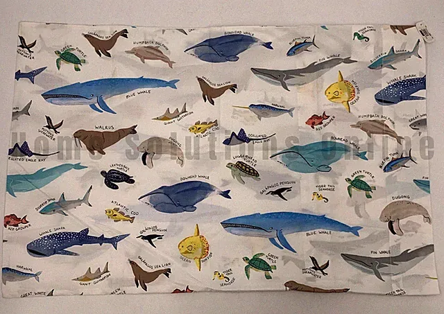 Pottery Barn Kids Save Our Seas Ocean Animals Cotton Pillowcase Standard #J5398