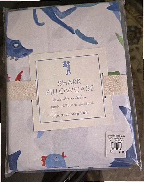 Pottery Barn Kids Shark Standard Size Pillowcase Beach Ocean Diver NEW