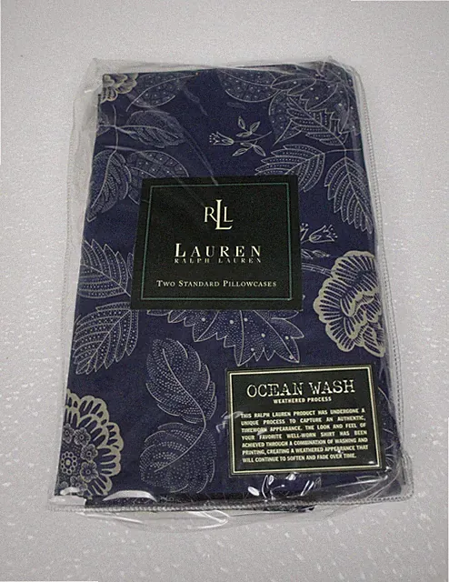 Ralph Lauren AMERICANA Ocean Wash Blue Floral 2 Standard Pillowcases