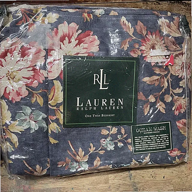 Ralph Lauren CHADWICK Blue FLORAL Ocean Wash Twin Ruffled BEDSKIRT