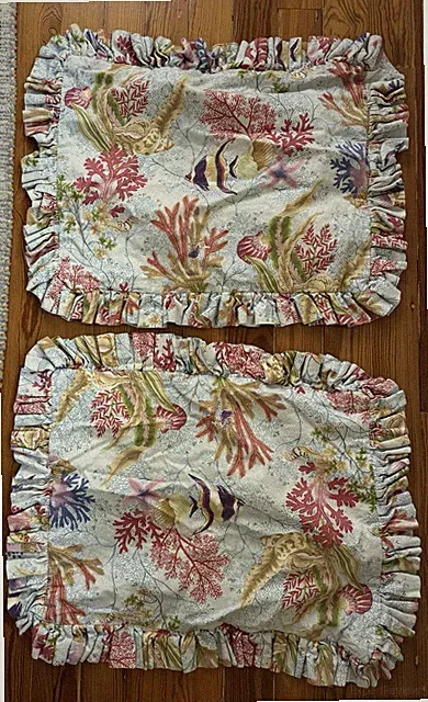 Ruffled Coastal Sea Life Pillow Shams