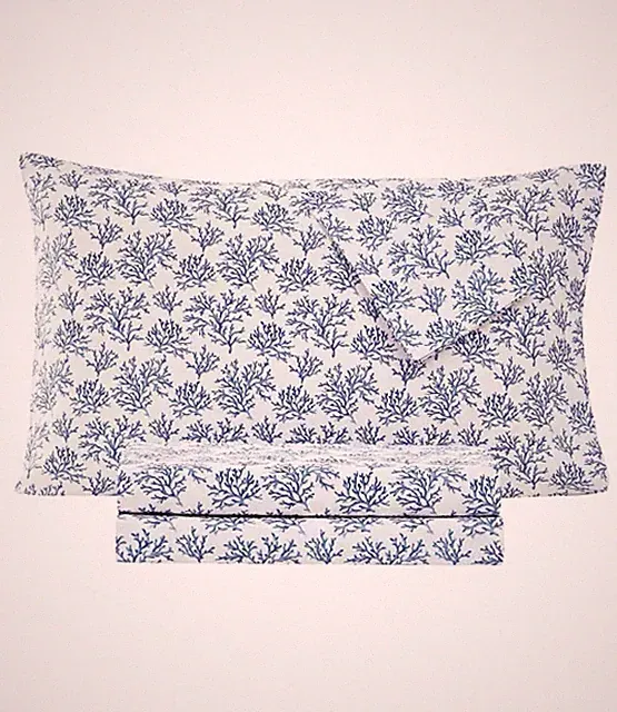 Sanders Coastal Printed Microfiber 3 Piece Twin Sheet Set Blue Coral Reef