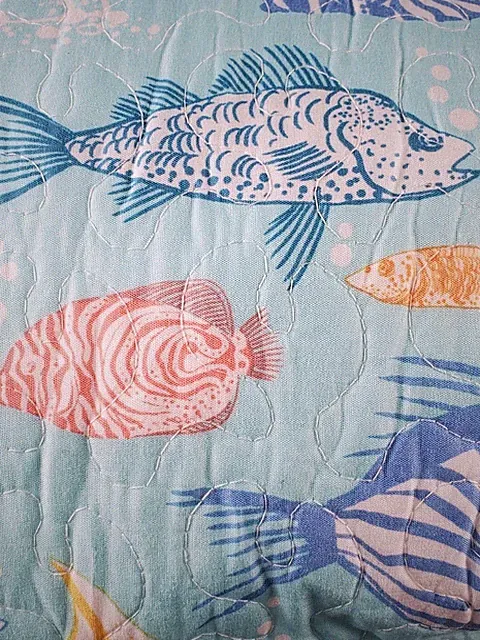 The Big One 3-PieceFull/Queen Reversible Quilt Set Fish Pattern Ocean Bedspread