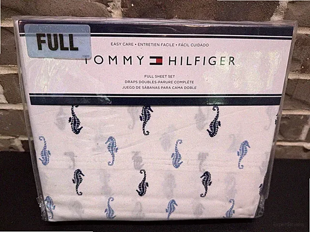 Tommy Hilfiger SEAHORSES BLUE WHITE SHEET SET FULL SIZE BEACH OCEAN Coast