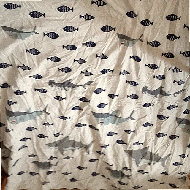 Twin Nautical Shark Fish Duvet Cover 100% Cotton Ocean Theme Bedding 61x82