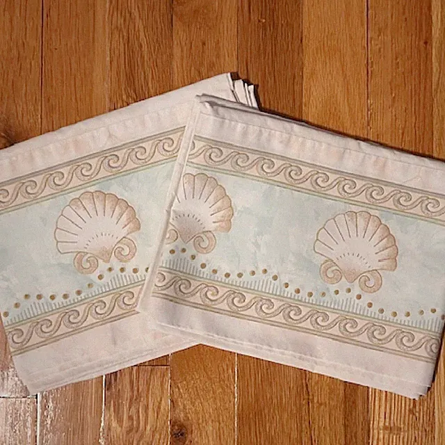 Vintage pair of pillowcases, sea shells